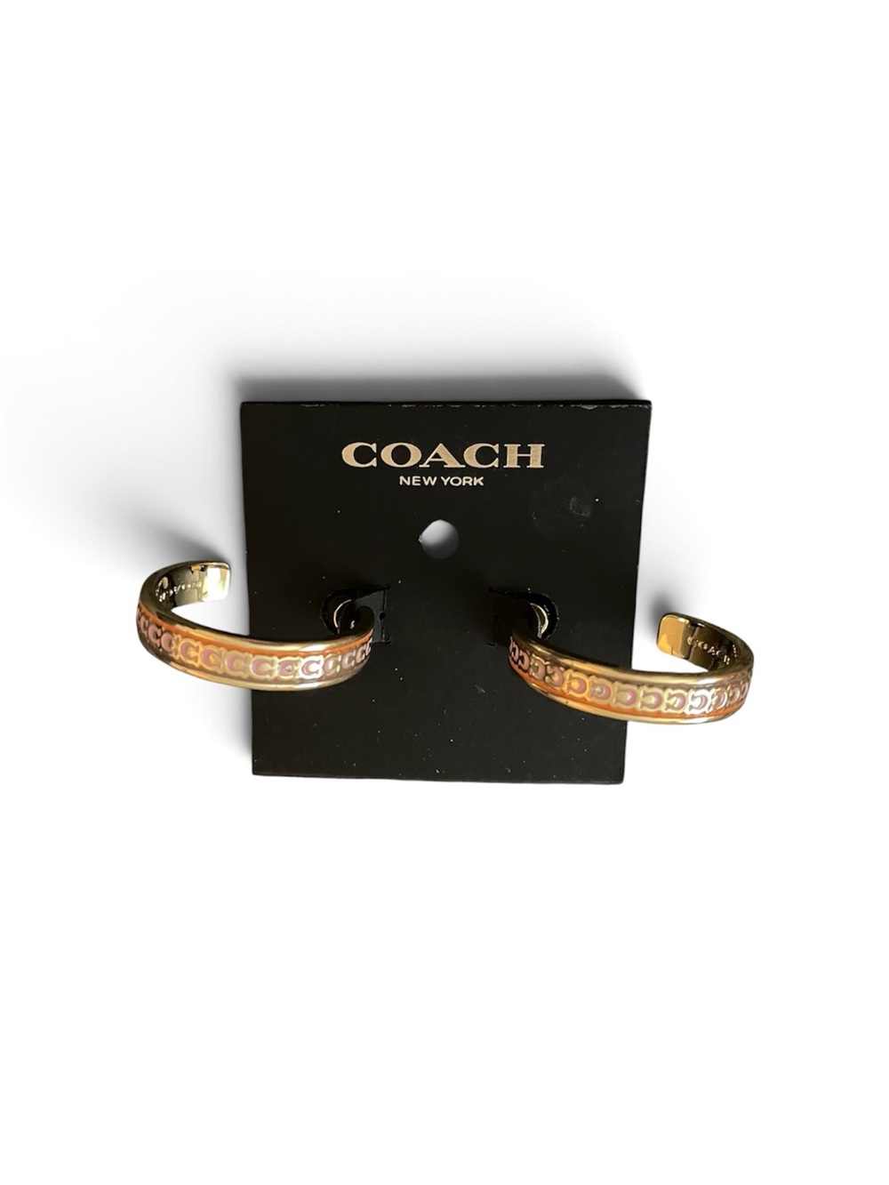 SOLD Coach Hoop Earrings with signature repeated "C" logo motif NWT - Picture 7 of 7